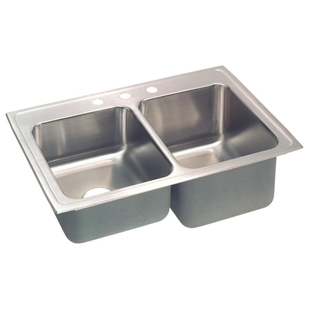 Elkay Lustertone Stainless Steel Double Bowl Top Mount Quick-Clip Sink STLRQ3322RMR2
